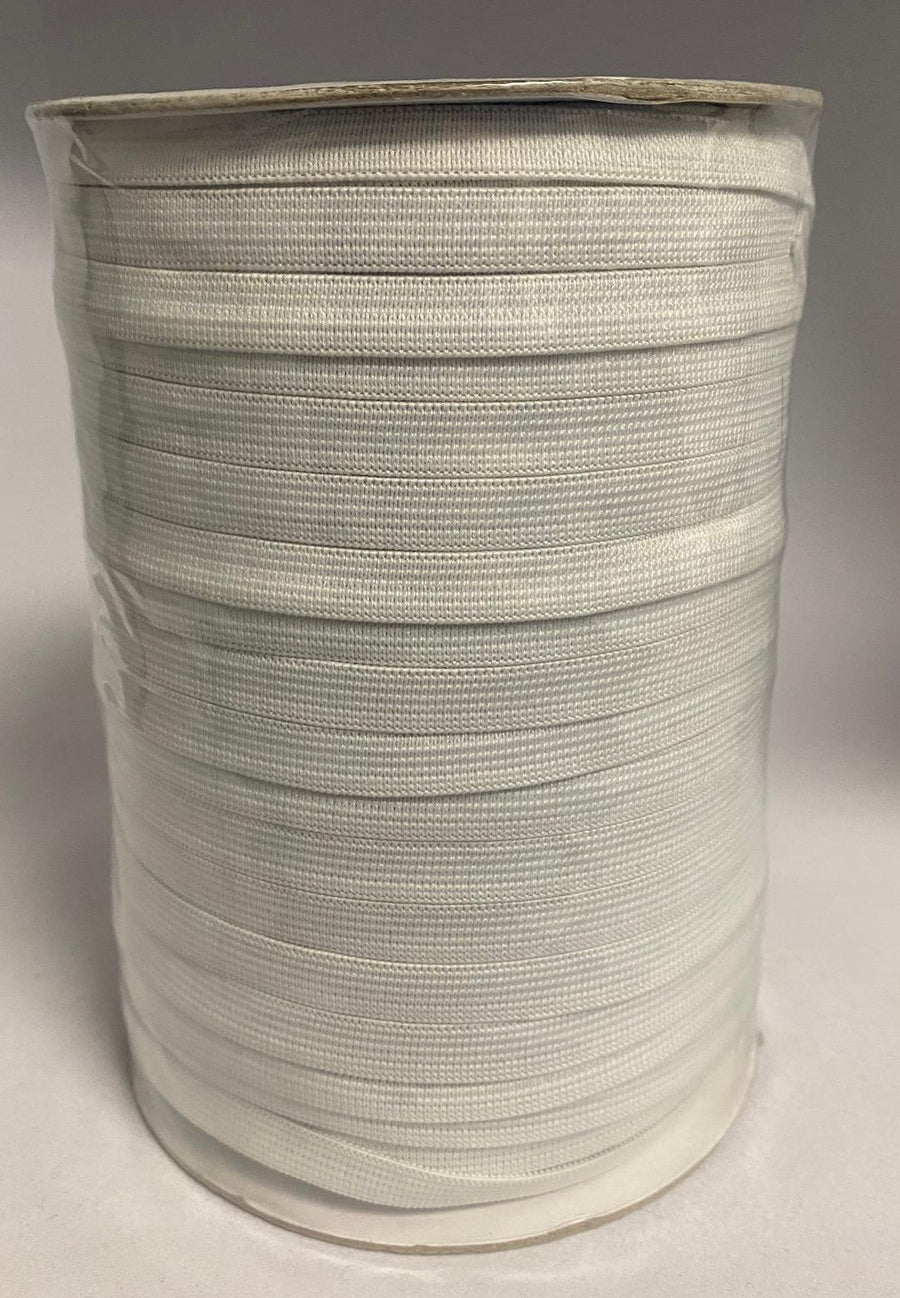 3/8" WHITE ELASTIC  144YD ROLL